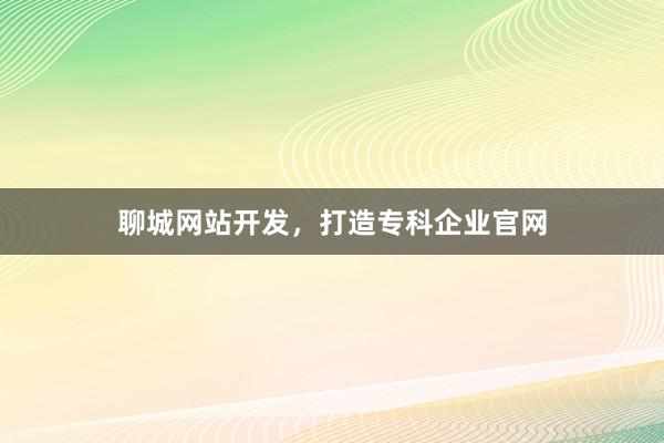 聊城网站开发，打造专科企业官网