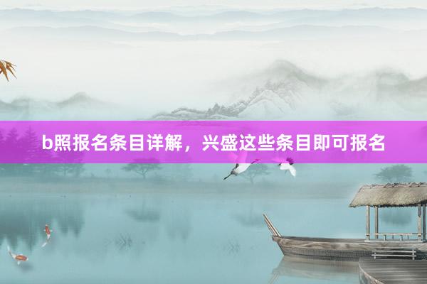 b照报名条目详解，兴盛这些条目即可报名